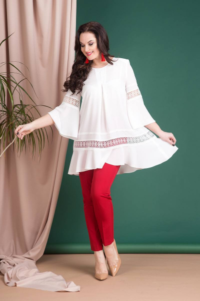 Блуза, брюки Liliana 699B белый+красный - фото 1