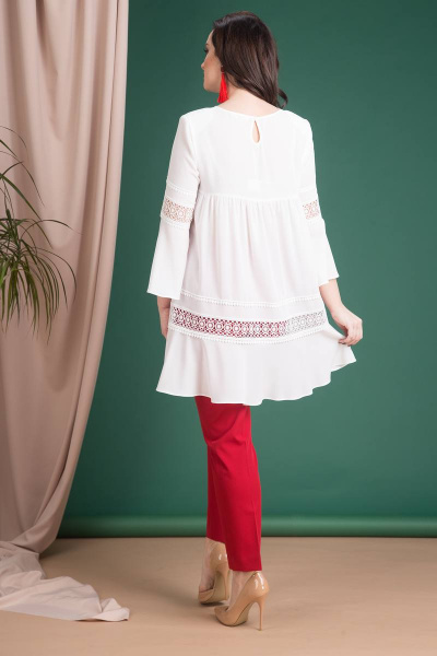 Блуза, брюки Liliana 699B белый+красный - фото 4