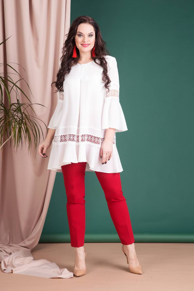 Блуза, брюки Liliana 699B белый+красный - фото 5