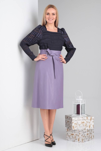 Блуза, юбка Viola Style 2681 синий_-_фиолетовый - фото 1