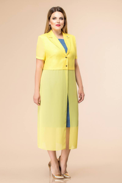 Кардиган, платье Romanovich Style 3-1668 джинс/желтый - фото 2