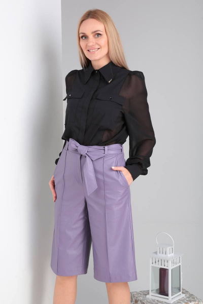 Блуза, шорты Viola Style 20583 черный_-_фиолетовый - фото 2
