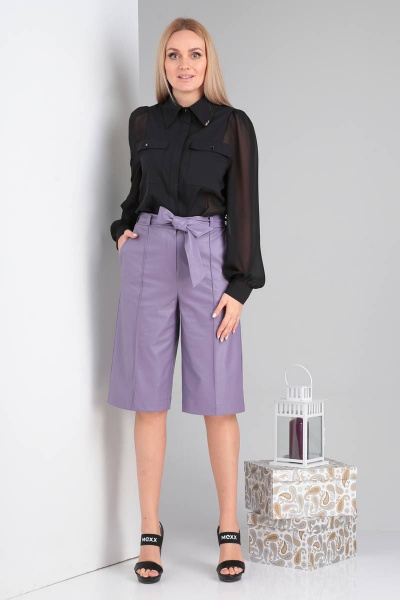 Блуза, шорты Viola Style 20583 черный_-_фиолетовый - фото 1