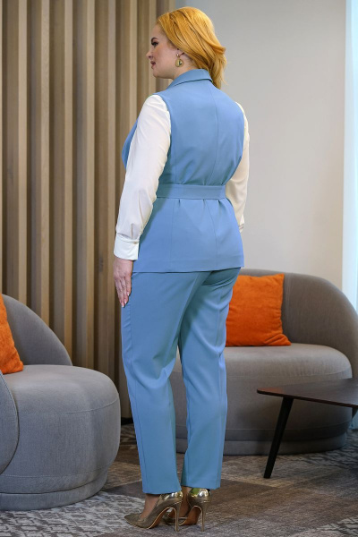 Блуза, брюки, жилет Alani Collection 1631 голубой - фото 2