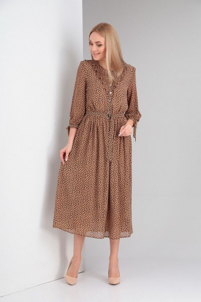 Платье Ксения Стиль 1967 коричневый - фото 1