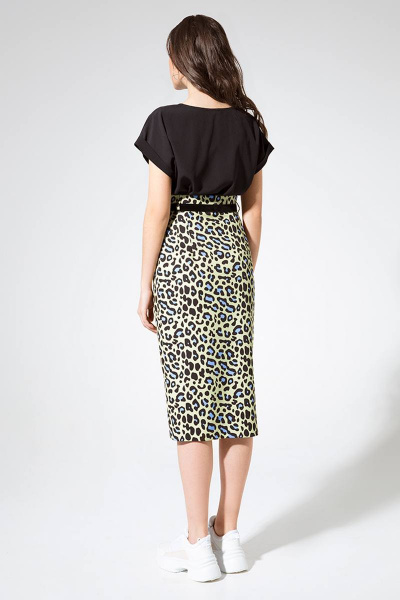 Блуза, юбка LaVeLa L2405 черный/салатовый/леопард - фото 2