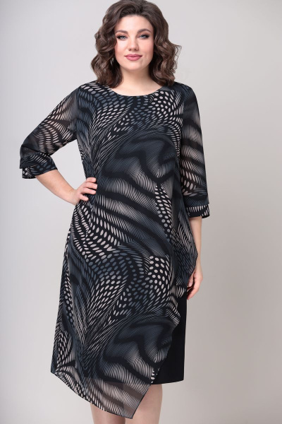 Платье VOLNA 1221 бежево-черный - фото 2