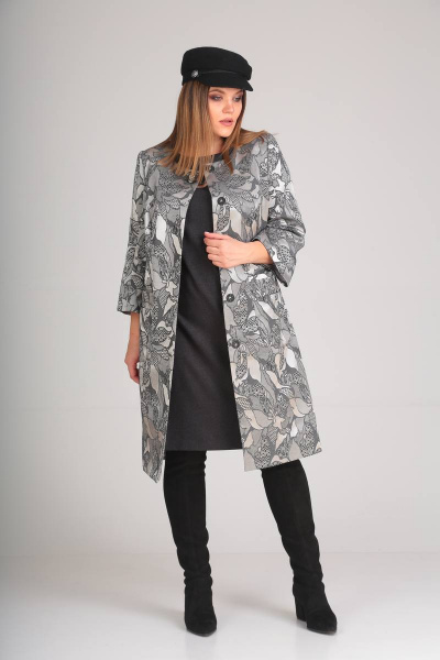 Пальто Viola Style 6300 серый_перламутр - фото 1