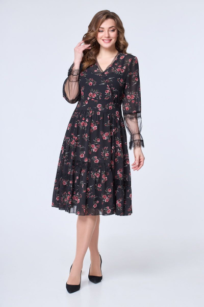 Платье DaLi 4452 чёрный+цветы - фото 3