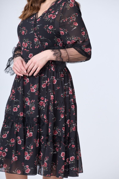 Платье DaLi 4452 чёрный+цветы - фото 2