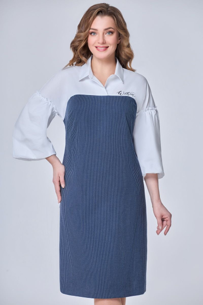 Платье DaLi 5564 синий+белый - фото 2