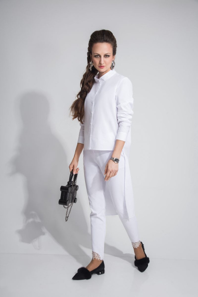 Блуза, брюки, капюшон ElPaiz 394 белый+черный - фото 2