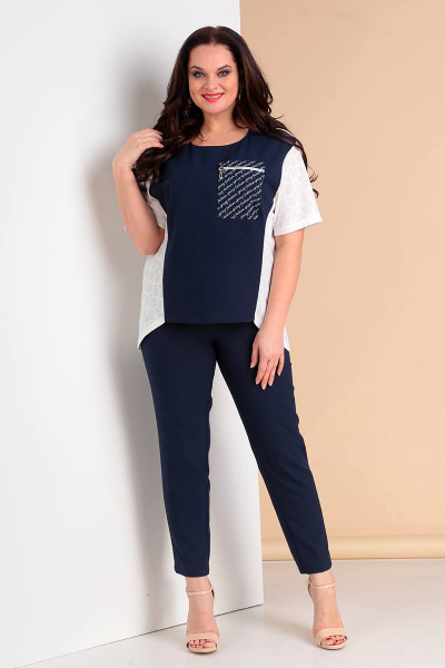 Блуза, брюки Liona Style 678 синий - фото 1