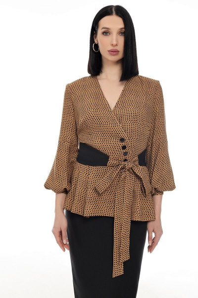Блуза, юбка Мода Юрс 2695 коричневый - фото 2