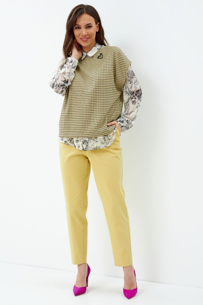 Блуза, брюки, жилет Магия моды 2063 желтый - фото 1