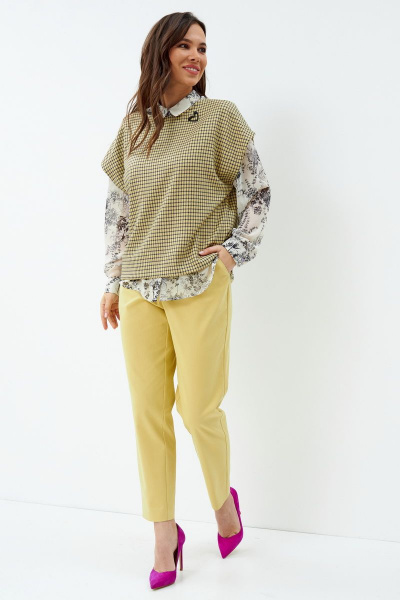 Блуза, брюки, жилет Магия моды 2063 желтый - фото 5