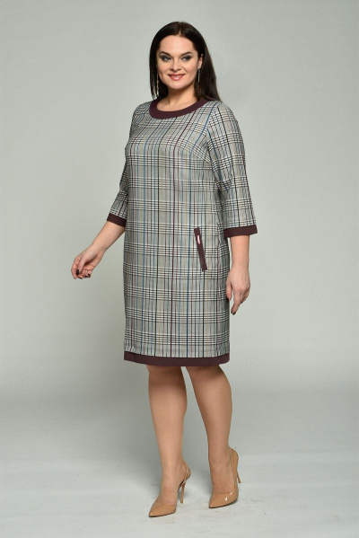 Платье Lady Style Classic 1427-1 серый-бордо - фото 1