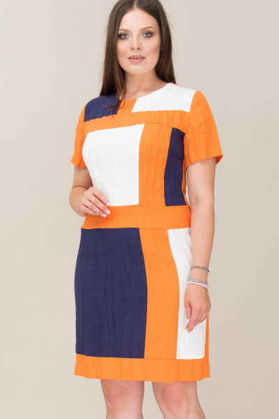 Платье Ружана 148-2 оранжевый - фото 1