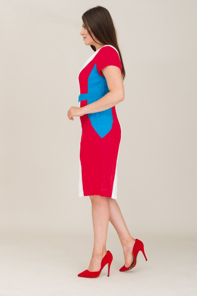 Платье Ружана 160-2 белый/красный/голубой - фото 2