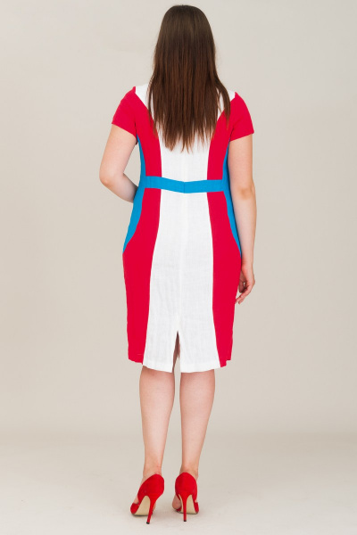 Платье Ружана 160-2 белый/красный/голубой - фото 3