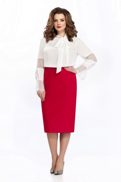 Блуза, юбка TEZA 135 белый+красный - фото 1