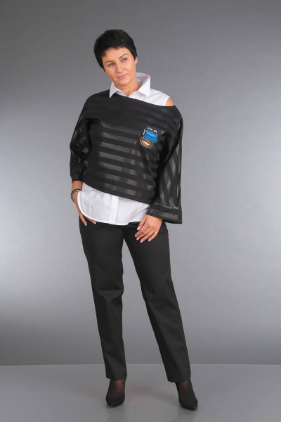 Брюки, джемпер, рубашка ZigzagStyle 290 черный/полоска - фото 1