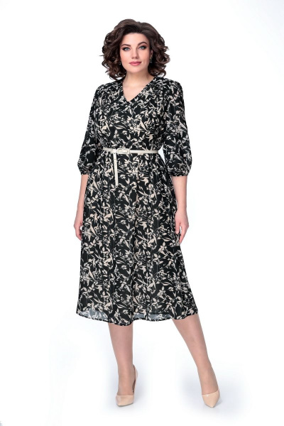 Платье Мишель стиль 1037А черно-бежевый - фото 1