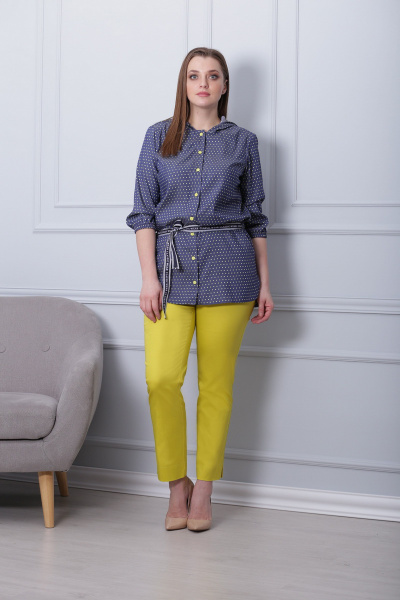 Блуза, брюки Michel chic 592  синий+желтый - фото 1