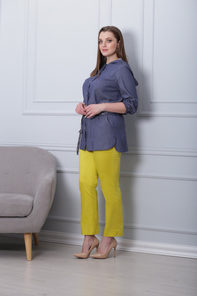 Блуза, брюки Michel chic 592  синий+желтый - фото 2