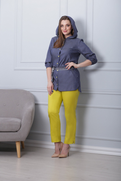Блуза, брюки Michel chic 592  синий+желтый - фото 3