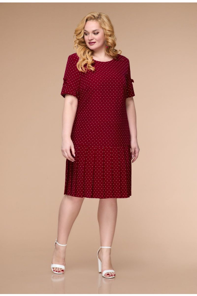 Платье Svetlana-Style 1625 бордовый+горох - фото 1