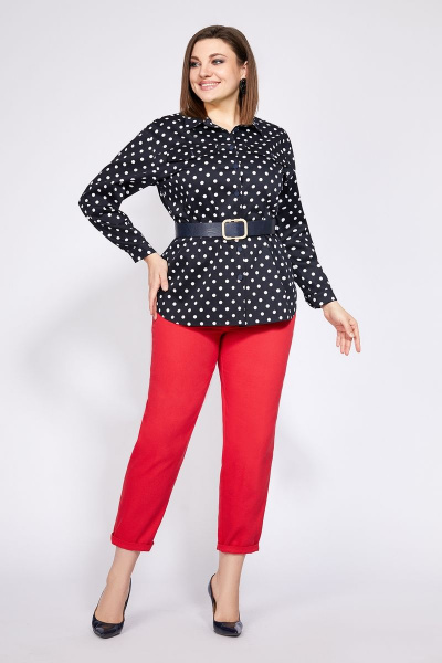 Блуза, брюки Милора-стиль 991 черный+красный - фото 1