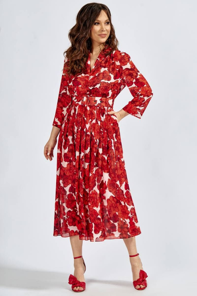 Платье Teffi Style L-1632 красные_маки - фото 1