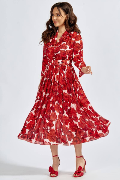 Платье Teffi Style L-1632 красные_маки - фото 2