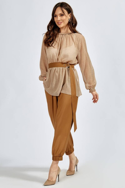 Блуза Teffi Style L-1602 бежевый - фото 3