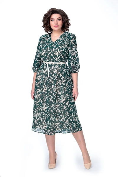 Платье Мишель стиль 1037/3 бежево-зеленый - фото 1