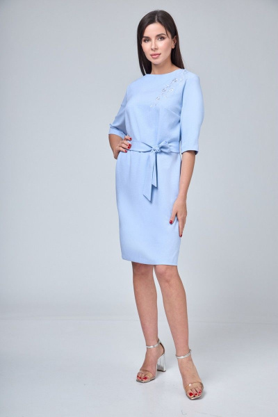 Платье Anelli 1070 бело-голубой - фото 1