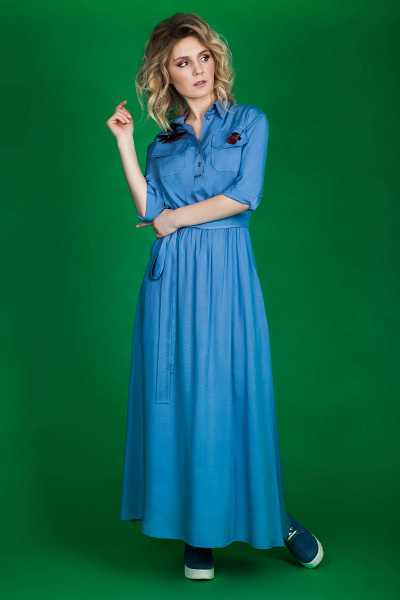 Платье Euromoda 204 голубой - фото 4
