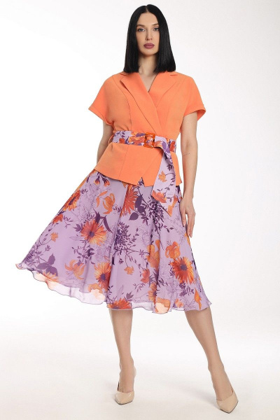 Жакет, юбка Мода Юрс 2683 оранжевый - фото 2