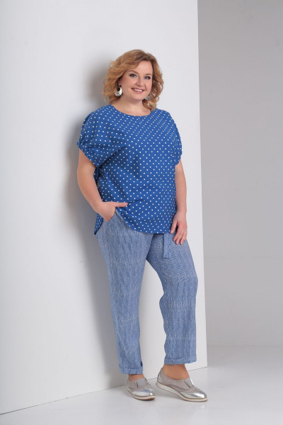 Блуза, брюки Диомант 1414 василек - фото 2