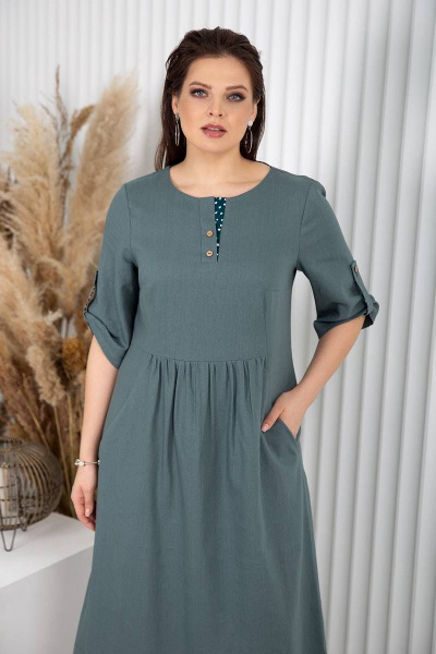 Платье Daloria 1491 серый-зеленый - фото 3