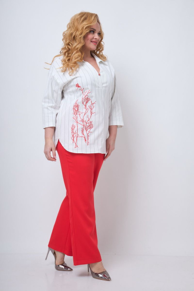 Блуза, брюки Michel chic 1273 белый+красный - фото 1