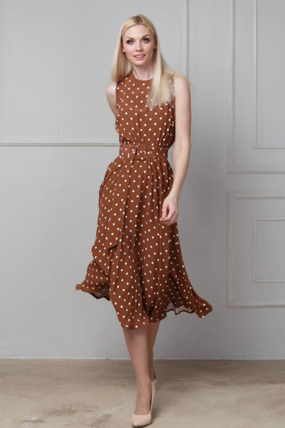 Платье Achosa 2791 коричневый в горох - фото 1