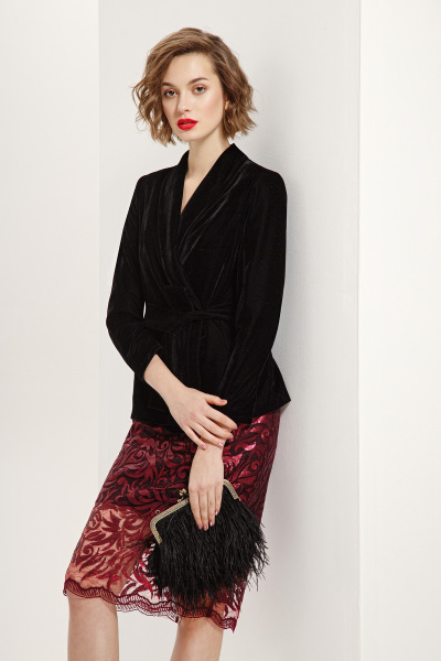 Жакет, юбка Prestige 3583 черный+бордо - фото 2