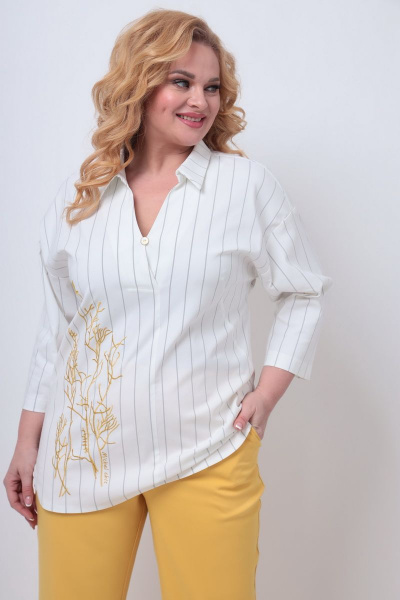 Блуза, брюки Michel chic 1273 белый+жёлтый - фото 6