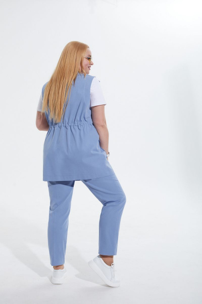 Блуза, брюки, жилет Alani Collection 1657 голубой - фото 8
