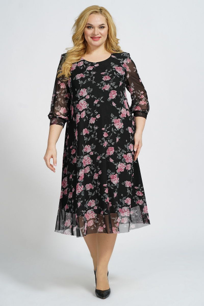 Платье БАГРЯНИЦА 5049 черно-розовый - фото 4