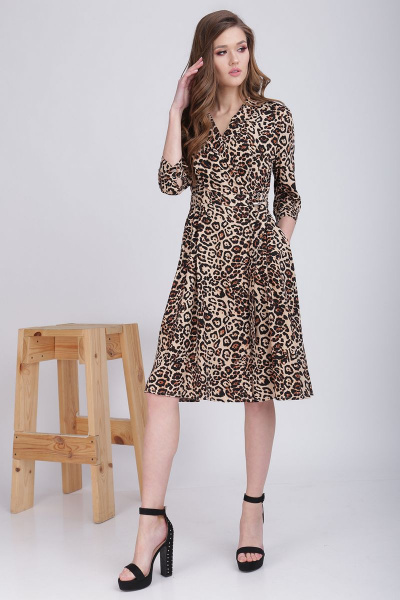Платье LadisLine 1062 леопард - фото 2