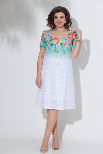 Платье Romanovich Style 1-2356 бирюза/белый - фото 1