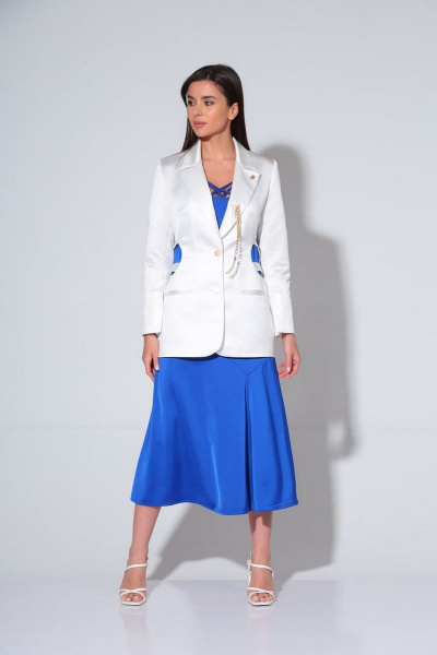Жакет, платье Andrea Fashion 2232-2 белый+синий - фото 1